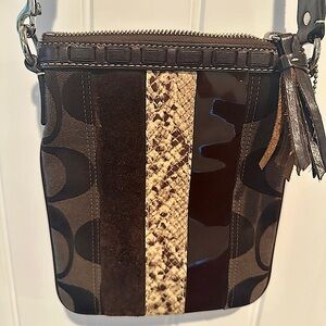 COACH Crossbody Bag / Patchwork Dark Brown Patterned Women's Bag